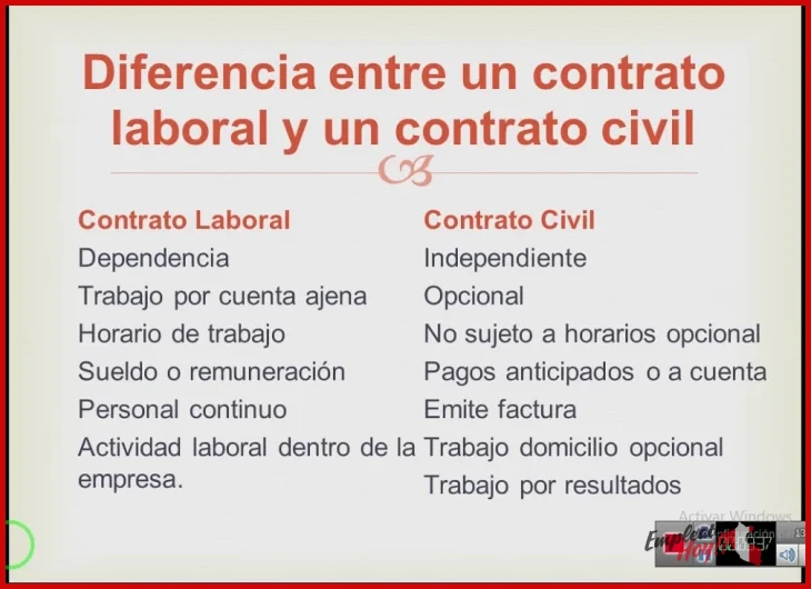 ¿¿Cuál es la diferencia entre un contrato de trabajo y un contrato de ?